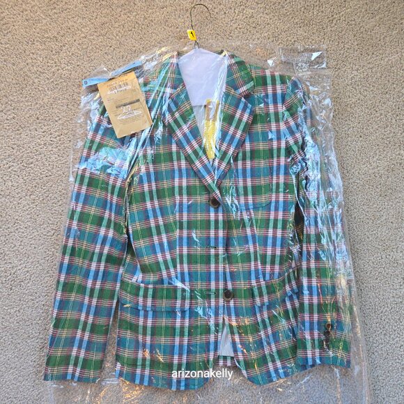 J. Crew Rhodes Blazer Linen Cotton Green Plaid Size 2 - Picture 3 of 11